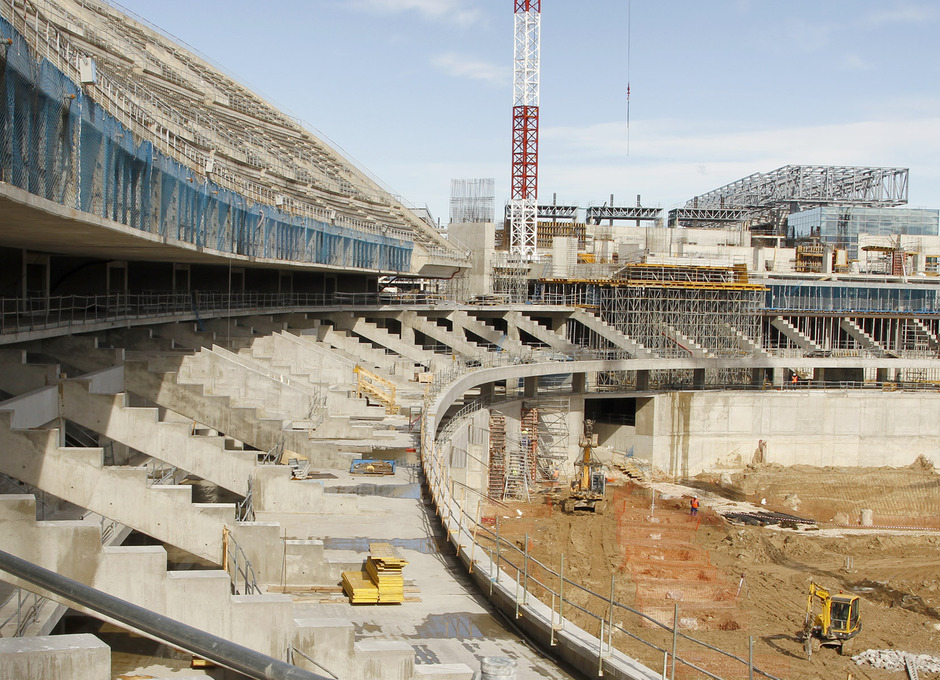 Vista del estado de una de las gradas del Nuevo Estadio del Atlético de Madrid